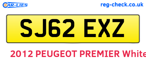 SJ62EXZ are the vehicle registration plates.