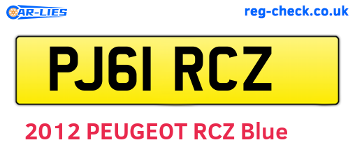 PJ61RCZ are the vehicle registration plates.