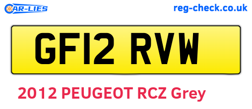 GF12RVW are the vehicle registration plates.