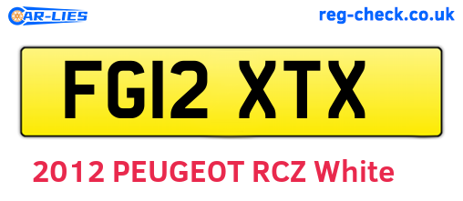 FG12XTX are the vehicle registration plates.