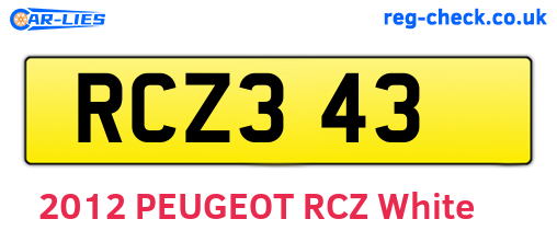 RCZ343 are the vehicle registration plates.