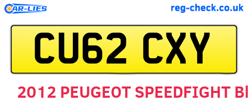 CU62CXY are the vehicle registration plates.
