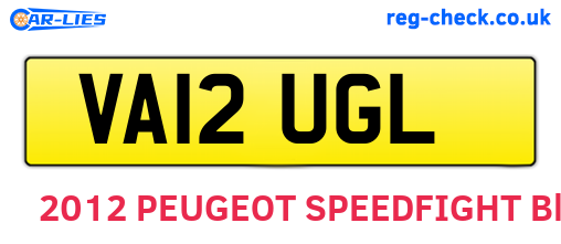 VA12UGL are the vehicle registration plates.