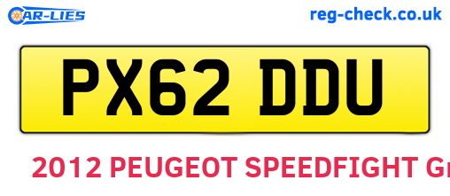 PX62DDU are the vehicle registration plates.