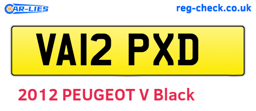 VA12PXD are the vehicle registration plates.