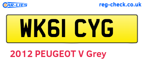 WK61CYG are the vehicle registration plates.