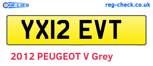 YX12EVT are the vehicle registration plates.