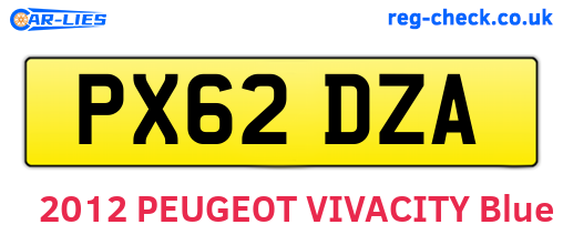 PX62DZA are the vehicle registration plates.