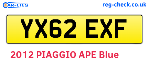 YX62EXF are the vehicle registration plates.