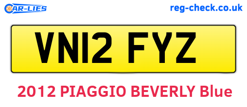 VN12FYZ are the vehicle registration plates.
