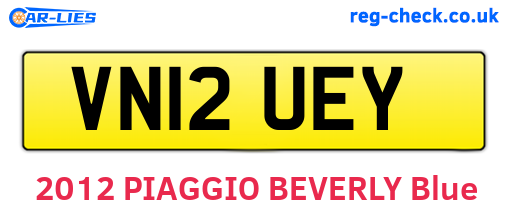 VN12UEY are the vehicle registration plates.