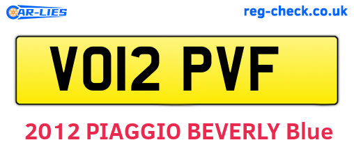VO12PVF are the vehicle registration plates.