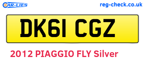 DK61CGZ are the vehicle registration plates.