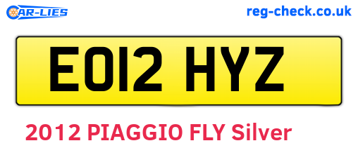 EO12HYZ are the vehicle registration plates.