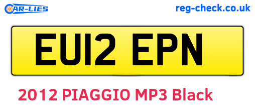 EU12EPN are the vehicle registration plates.
