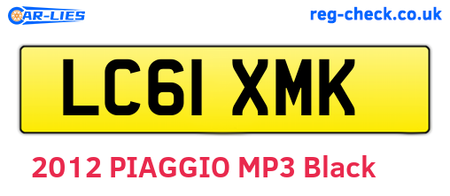 LC61XMK are the vehicle registration plates.