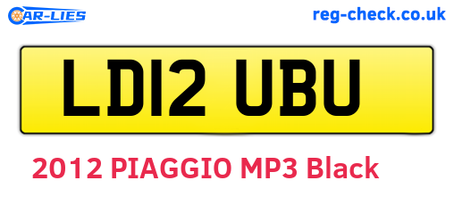 LD12UBU are the vehicle registration plates.
