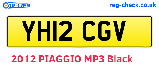 YH12CGV are the vehicle registration plates.