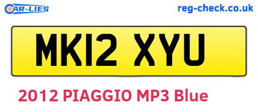 MK12XYU are the vehicle registration plates.