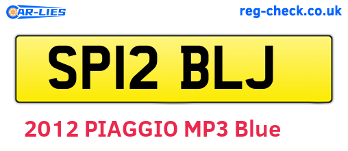 SP12BLJ are the vehicle registration plates.