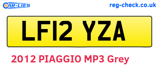 LF12YZA are the vehicle registration plates.