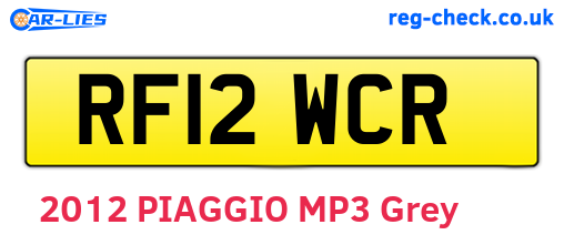 RF12WCR are the vehicle registration plates.