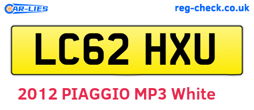 LC62HXU are the vehicle registration plates.