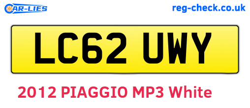 LC62UWY are the vehicle registration plates.