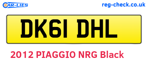 DK61DHL are the vehicle registration plates.