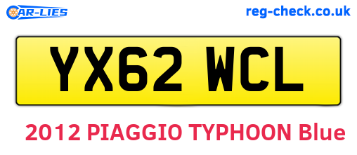 YX62WCL are the vehicle registration plates.