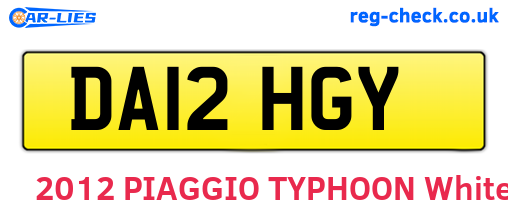 DA12HGY are the vehicle registration plates.