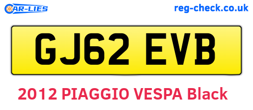 GJ62EVB are the vehicle registration plates.