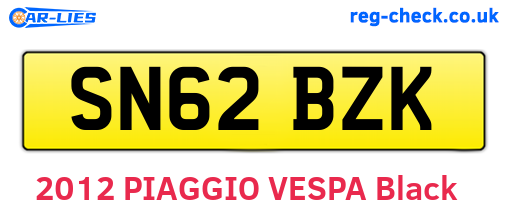 SN62BZK are the vehicle registration plates.