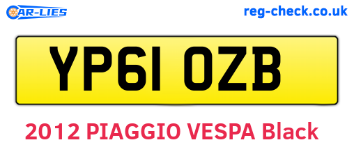 YP61OZB are the vehicle registration plates.