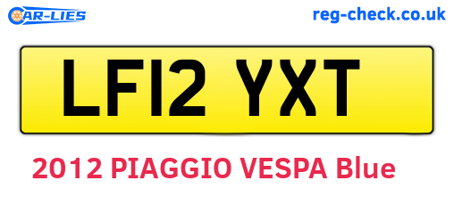 LF12YXT are the vehicle registration plates.