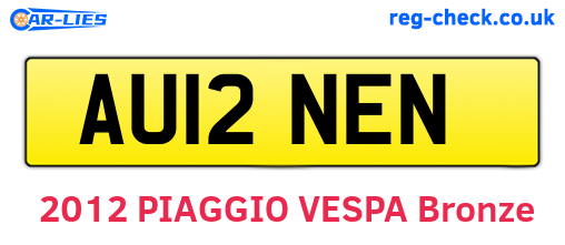 AU12NEN are the vehicle registration plates.