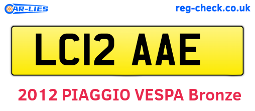 LC12AAE are the vehicle registration plates.
