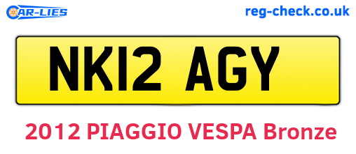 NK12AGY are the vehicle registration plates.