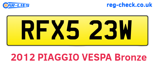 RFX523W are the vehicle registration plates.