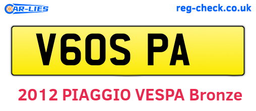 V60SPA are the vehicle registration plates.