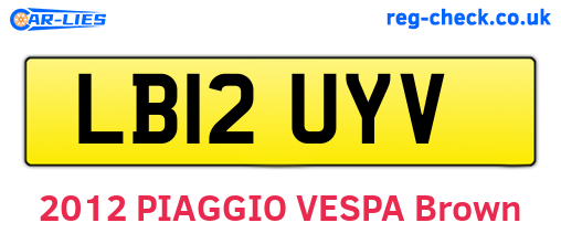 LB12UYV are the vehicle registration plates.