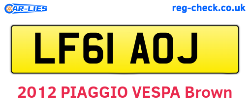 LF61AOJ are the vehicle registration plates.