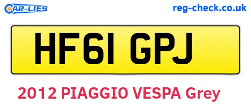 HF61GPJ are the vehicle registration plates.