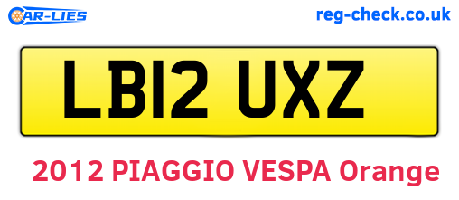 LB12UXZ are the vehicle registration plates.