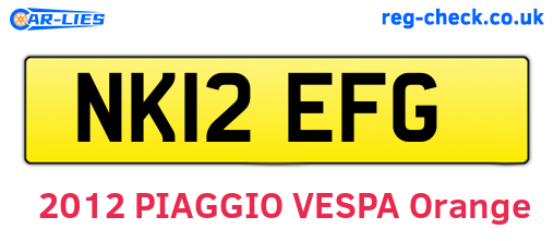NK12EFG are the vehicle registration plates.