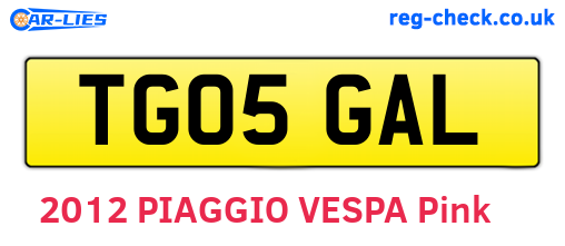 TG05GAL are the vehicle registration plates.