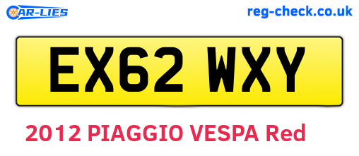 EX62WXY are the vehicle registration plates.