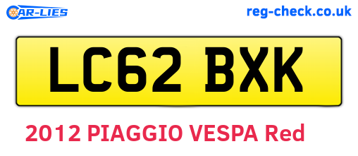 LC62BXK are the vehicle registration plates.