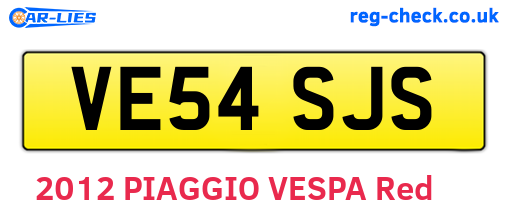 VE54SJS are the vehicle registration plates.