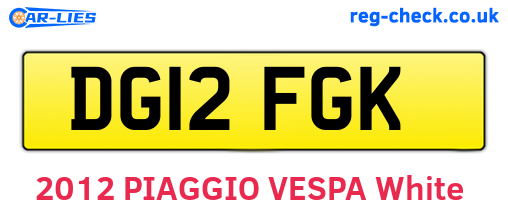 DG12FGK are the vehicle registration plates.